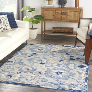5' X 7' Blue And Gray Indoor Outdoor Area Rug