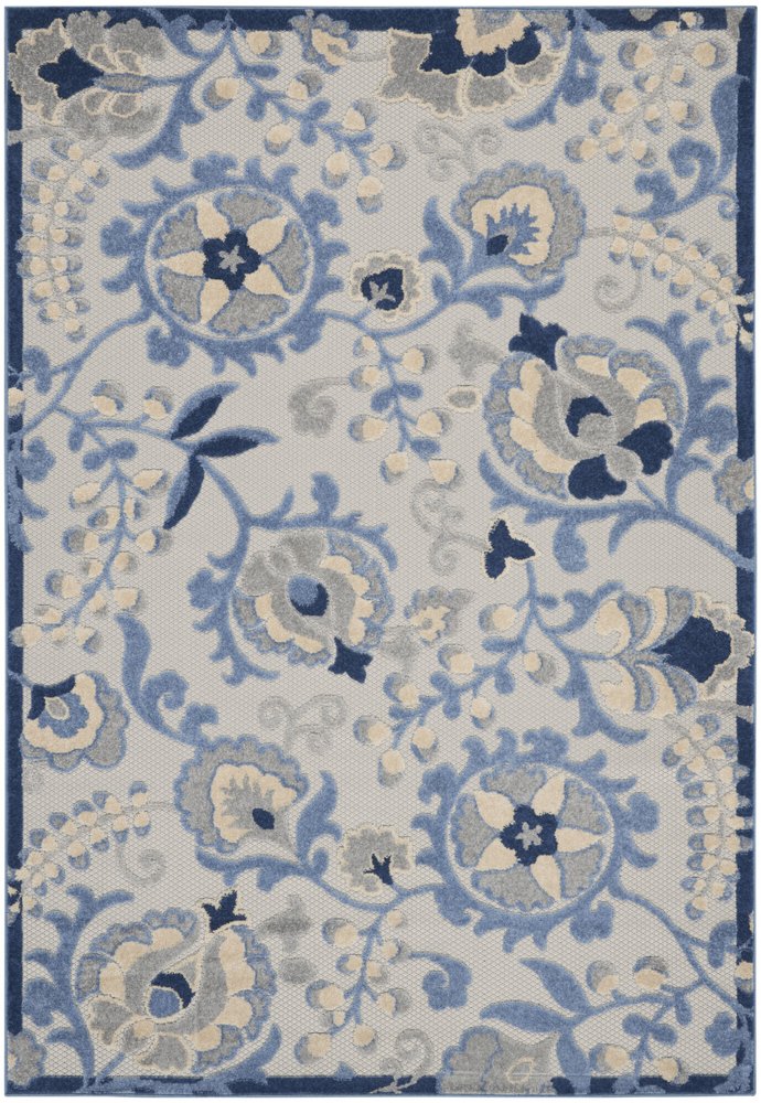 5' X 7' Blue And Gray Indoor Outdoor Area Rug