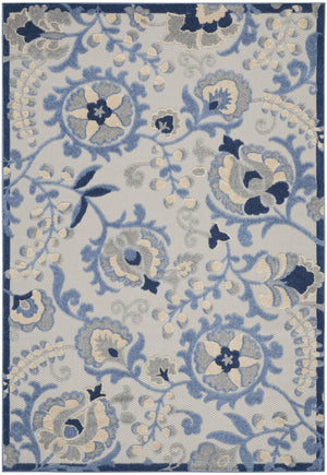 5' X 7' Blue And Gray Indoor Outdoor Area Rug