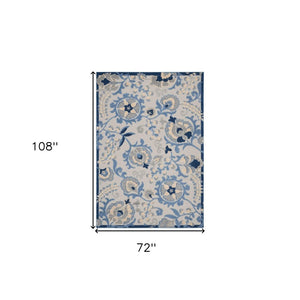 6' X 9' Blue And Gray Indoor Outdoor Area Rug