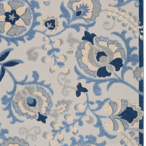 6' X 9' Blue And Gray Indoor Outdoor Area Rug