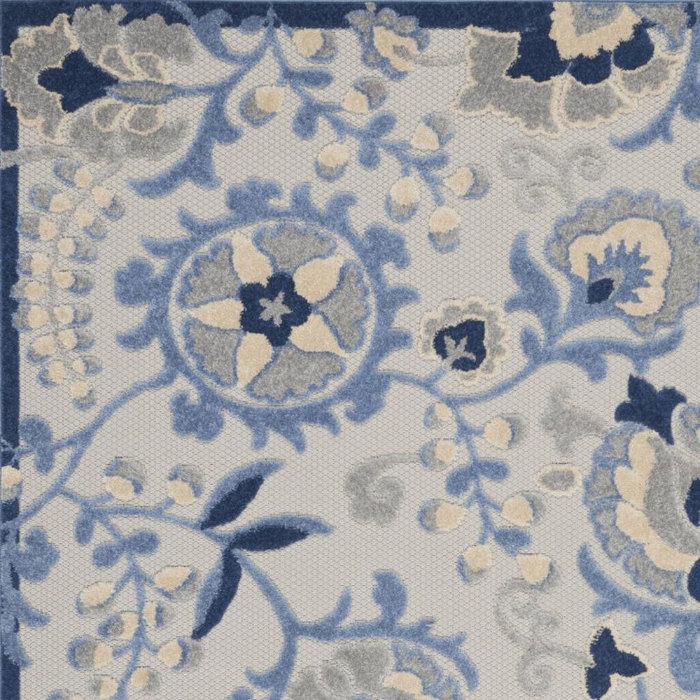 6' X 9' Blue And Gray Indoor Outdoor Area Rug