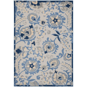 9' X 12' Blue And Gray Indoor Outdoor Area Rug