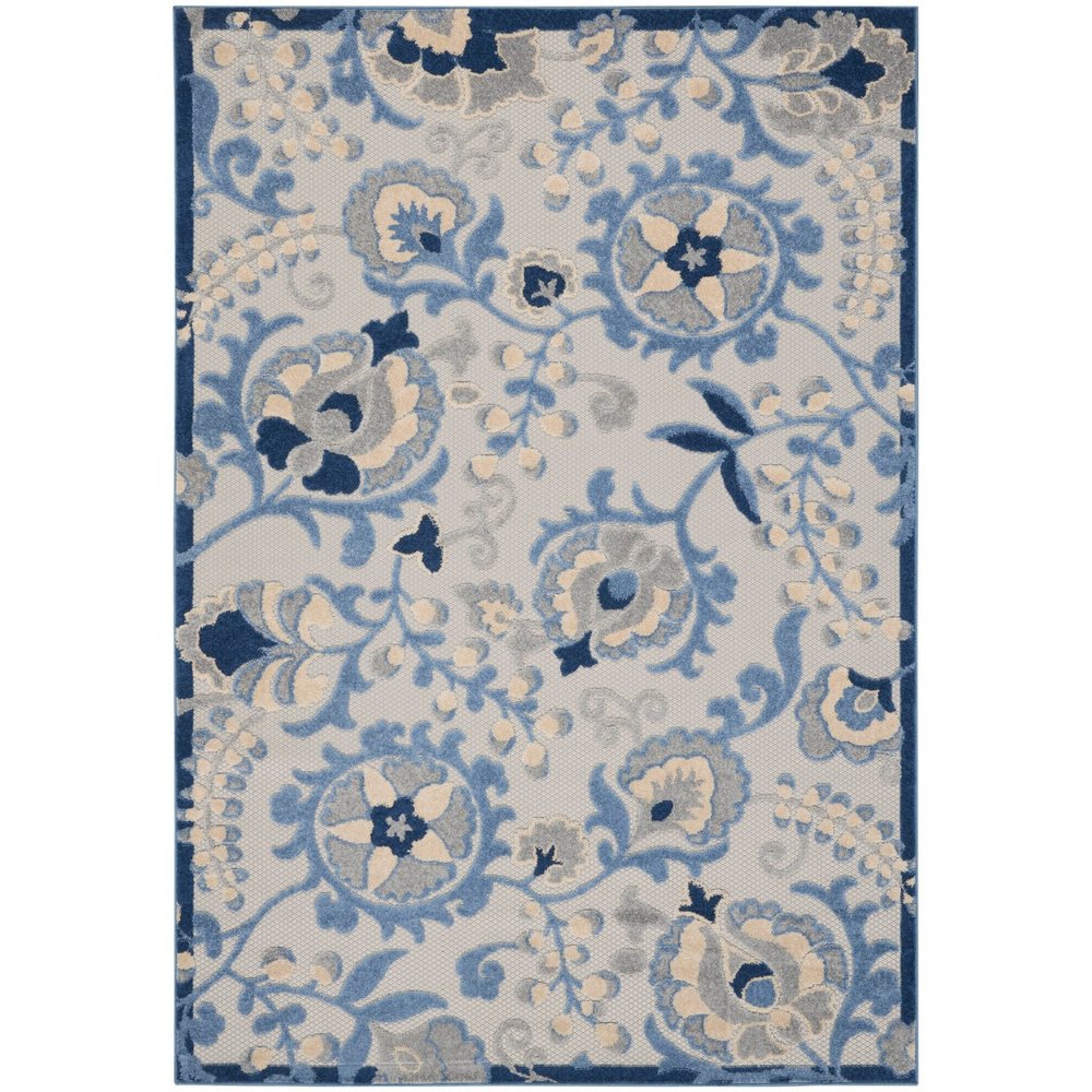 9' X 12' Blue And Gray Indoor Outdoor Area Rug