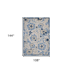 9' X 12' Blue And Gray Indoor Outdoor Area Rug