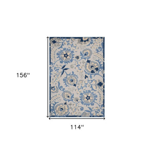 10' X 13' Blue And Gray Indoor Outdoor Area Rug