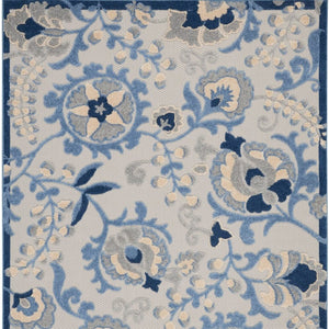 10' X 13' Blue And Gray Indoor Outdoor Area Rug