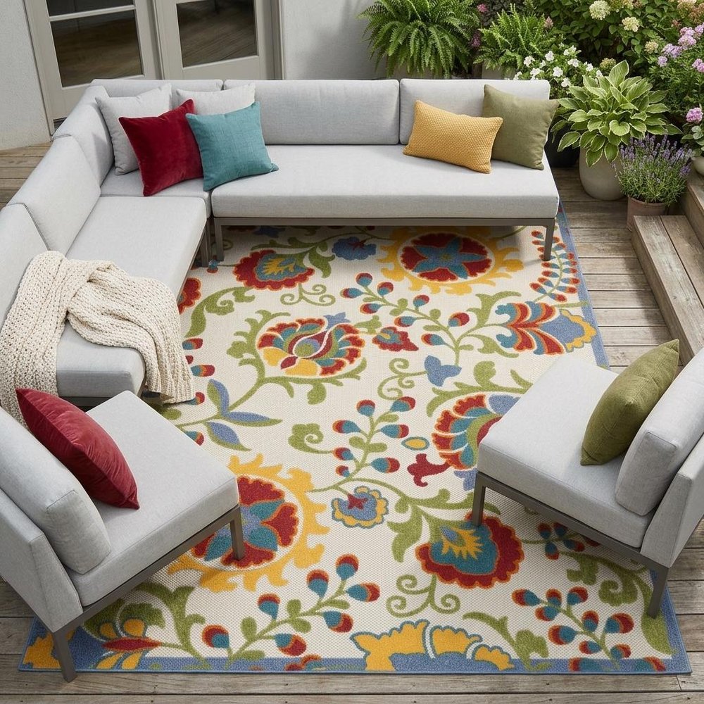 12' X 15' Green And Ivory Indoor Outdoor Area Rug