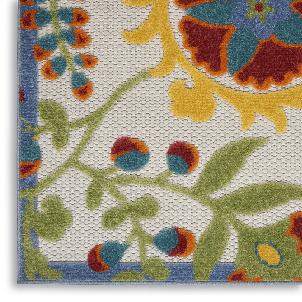 6' Green And Ivory Indoor Outdoor Runner Rug