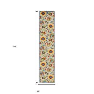 12' Ivory Indoor Outdoor Runner Rug