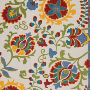 9' X 12' Green And Ivory Indoor Outdoor Area Rug