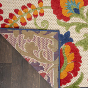 9' X 12' Blue And Beige Indoor Outdoor Area Rug