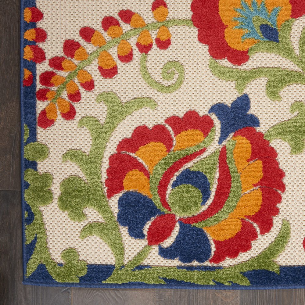 9' X 12' Blue And Beige Indoor Outdoor Area Rug