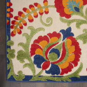 9' X 12' Blue And Beige Indoor Outdoor Area Rug