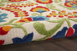 9' X 12' Blue And Beige Indoor Outdoor Area Rug