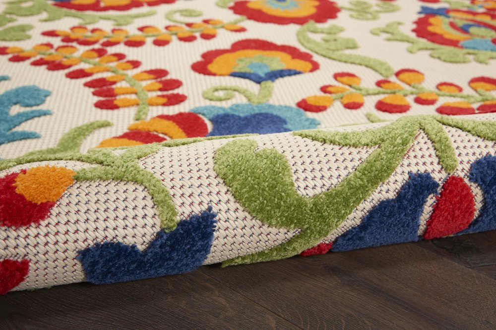 9' X 12' Blue And Beige Indoor Outdoor Area Rug