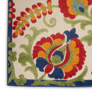 9' X 12' Blue And Beige Indoor Outdoor Area Rug