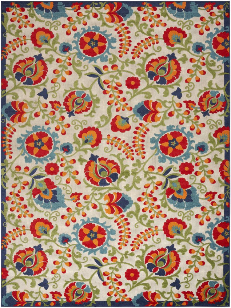 9' X 12' Blue And Beige Indoor Outdoor Area Rug