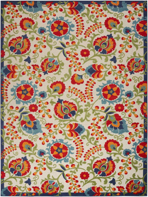 9' X 12' Blue And Beige Indoor Outdoor Area Rug