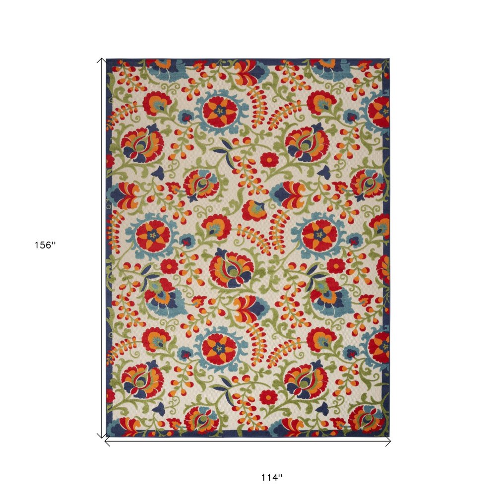 10' X 13' Blue And Beige Indoor Outdoor Area Rug