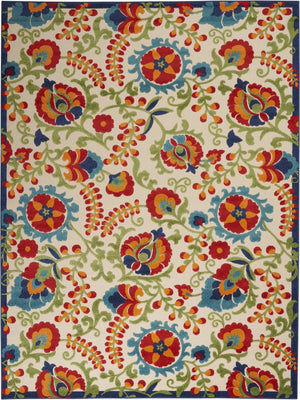 10' X 13' Blue And Beige Indoor Outdoor Area Rug