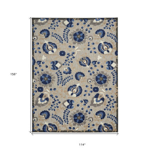 10' X 13' Blue And Gray Indoor Outdoor Area Rug