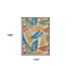 12' X 15' Ivory And Blue Indoor Outdoor Area Rug
