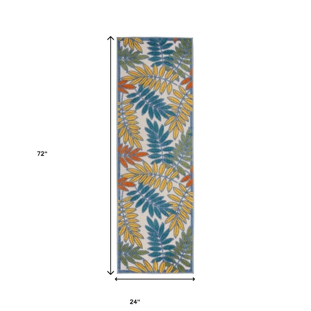 6' Ivory Indoor Outdoor Runner Rug
