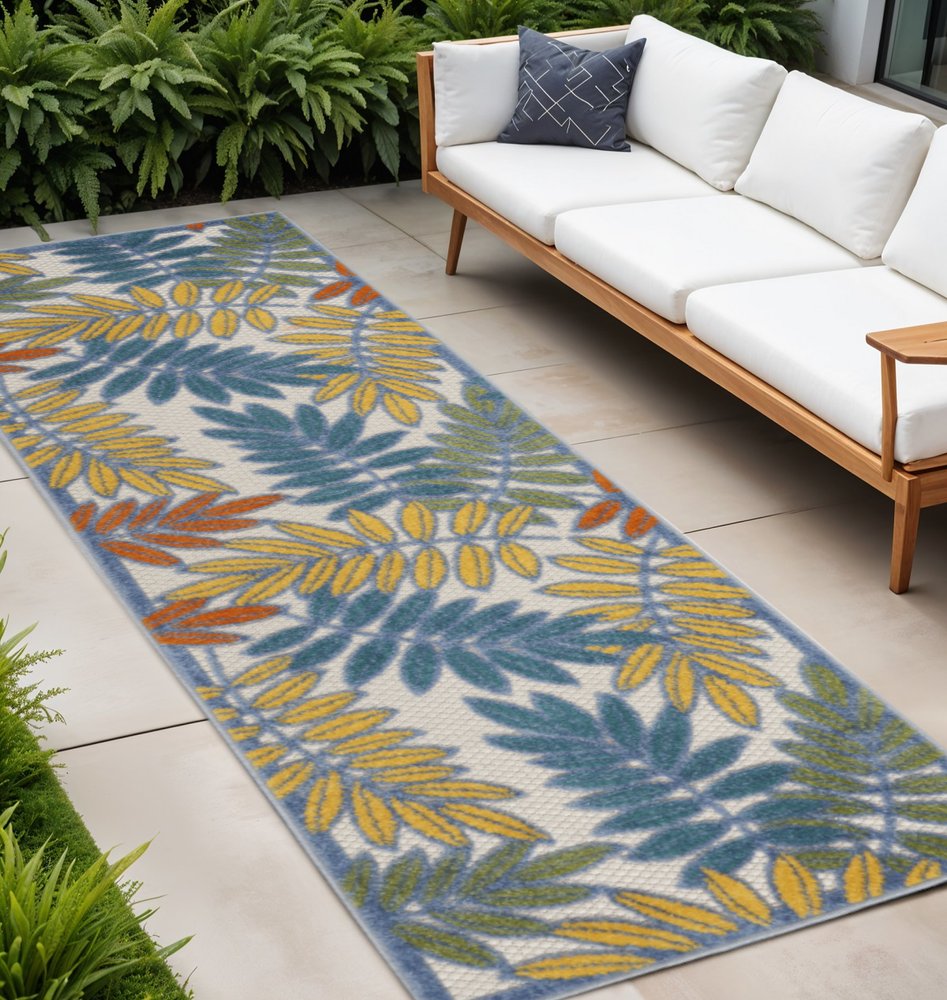 10' Ivory Indoor Outdoor Runner Rug