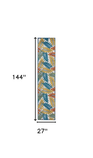 12' Teal Blue Indoor Outdoor Runner Rug