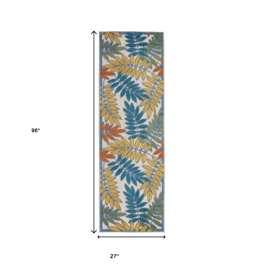 8' Ivory Indoor Outdoor Runner Rug