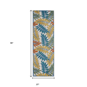 8' Ivory Indoor Outdoor Runner Rug
