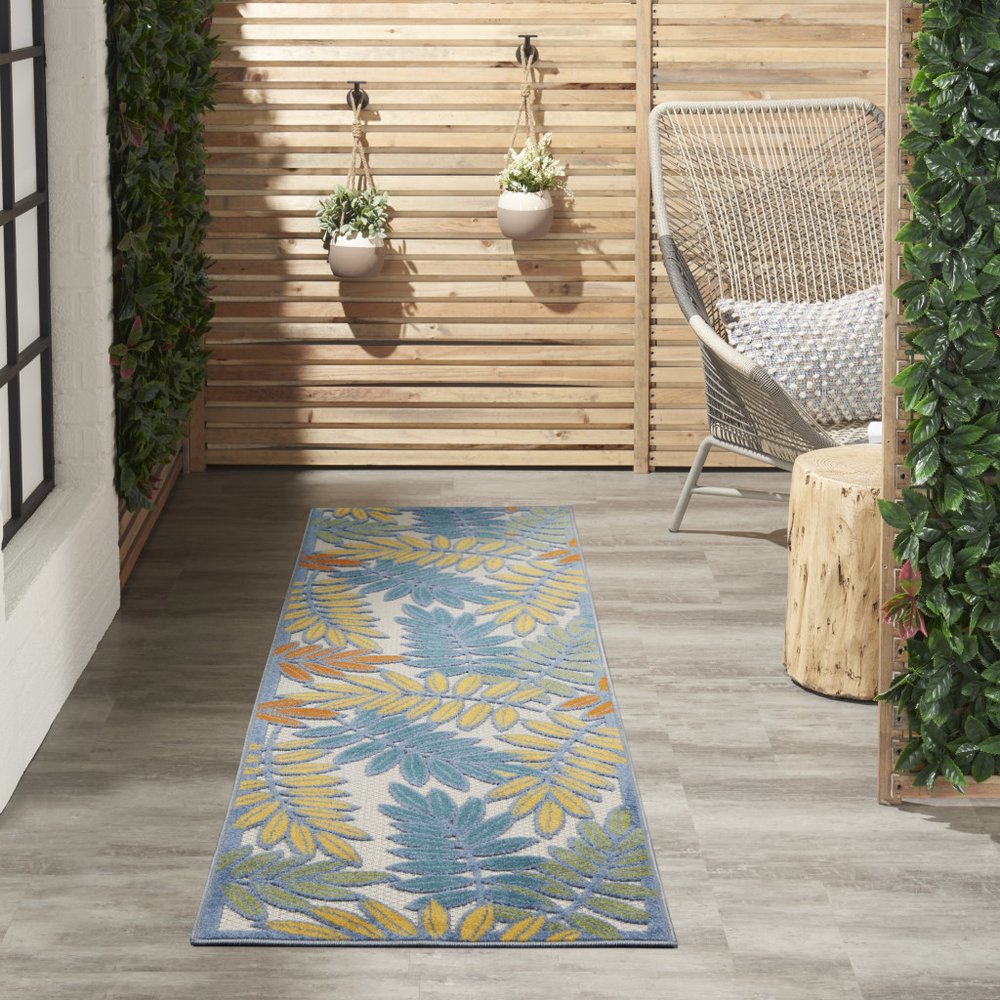 8' Ivory Indoor Outdoor Runner Rug