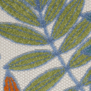 3' X 4' Ivory And Blue Indoor Outdoor Area Rug