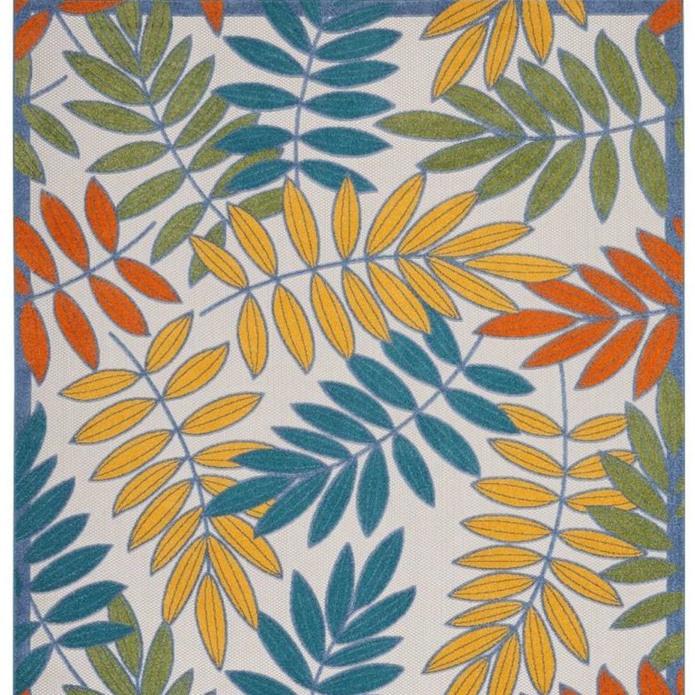 8' X 11' Ivory And Blue Indoor Outdoor Area Rug