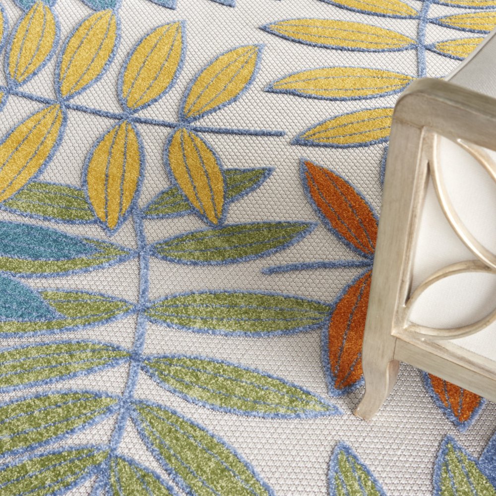 10' X 13' Ivory And Blue Indoor Outdoor Area Rug