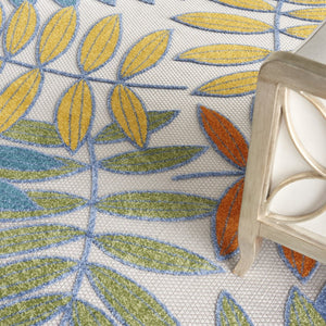 10' X 13' Ivory And Blue Indoor Outdoor Area Rug