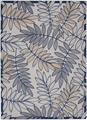 12' X 15' Ivory And Blue Indoor Outdoor Area Rug