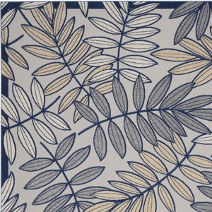 12' X 15' Ivory And Blue Indoor Outdoor Area Rug