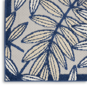 8' Ivory And Blue Indoor Outdoor Runner Rug