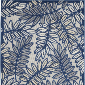 3' X 4' Ivory And Blue Indoor Outdoor Area Rug
