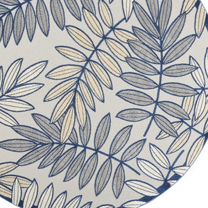 8' X 8' Ivory And Blue Round Indoor Outdoor Area Rug