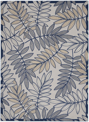9' X 12' Ivory And Blue Indoor Outdoor Area Rug