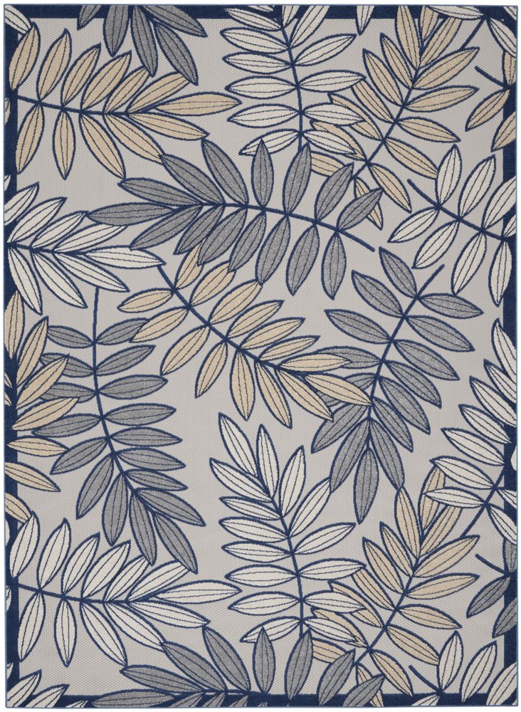 10' X 13' Ivory And Blue Indoor Outdoor Area Rug