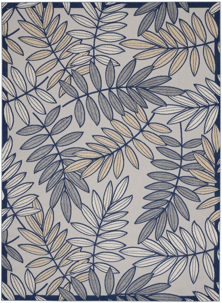 10' X 13' Ivory And Blue Indoor Outdoor Area Rug