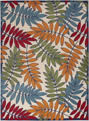 9' X 12' Blue And Beige Indoor Outdoor Area Rug