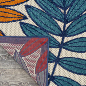 9' X 12' Blue And Beige Indoor Outdoor Area Rug