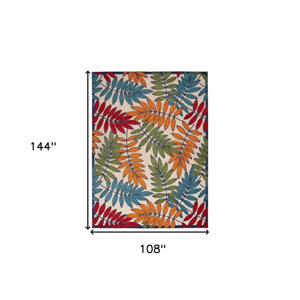 9' X 12' Blue And Beige Indoor Outdoor Area Rug