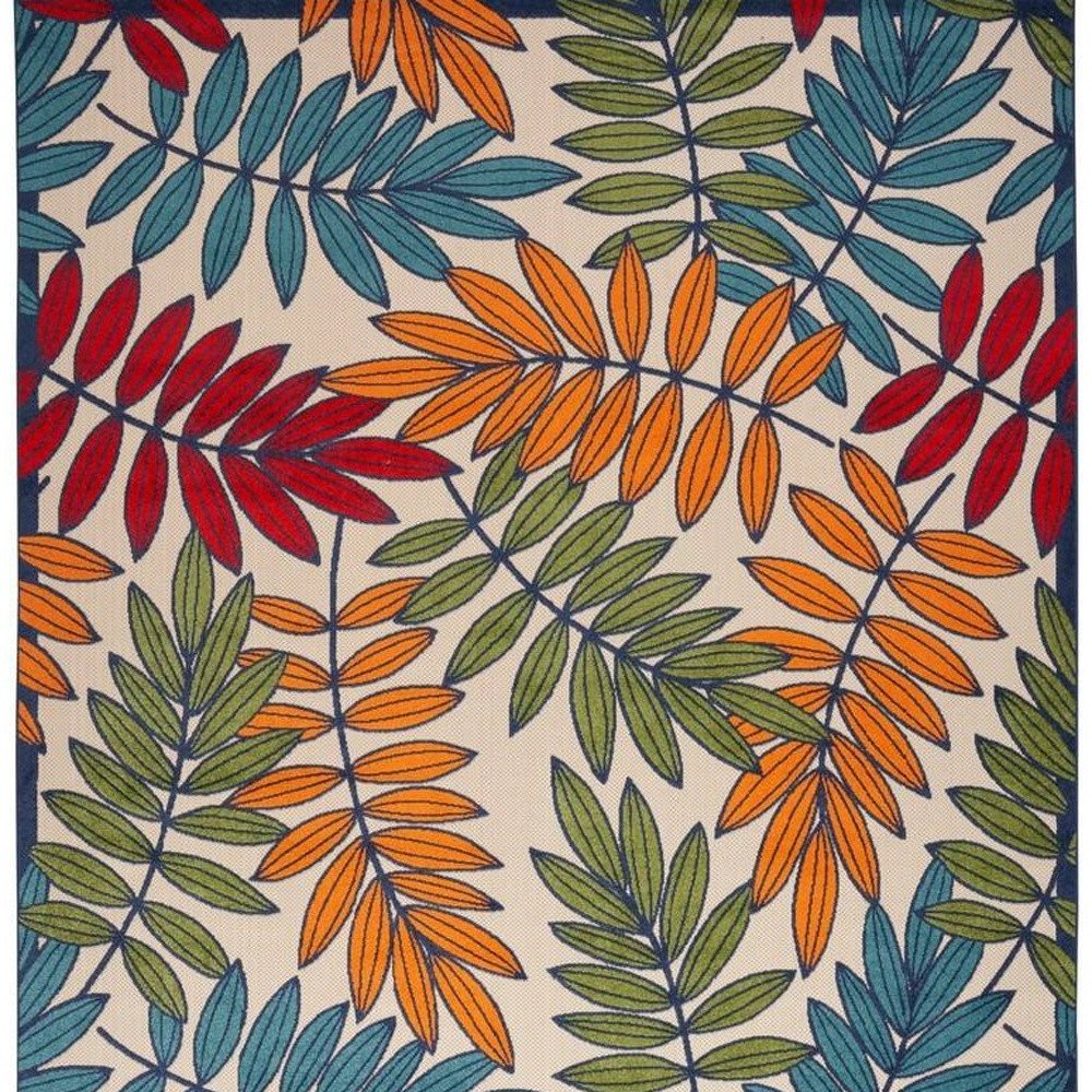 9' X 12' Blue And Beige Indoor Outdoor Area Rug