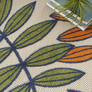 9' X 12' Blue And Beige Indoor Outdoor Area Rug